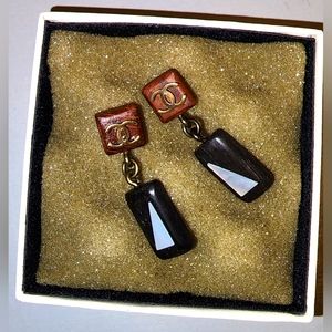 Chanel Wooden Drop Earrings